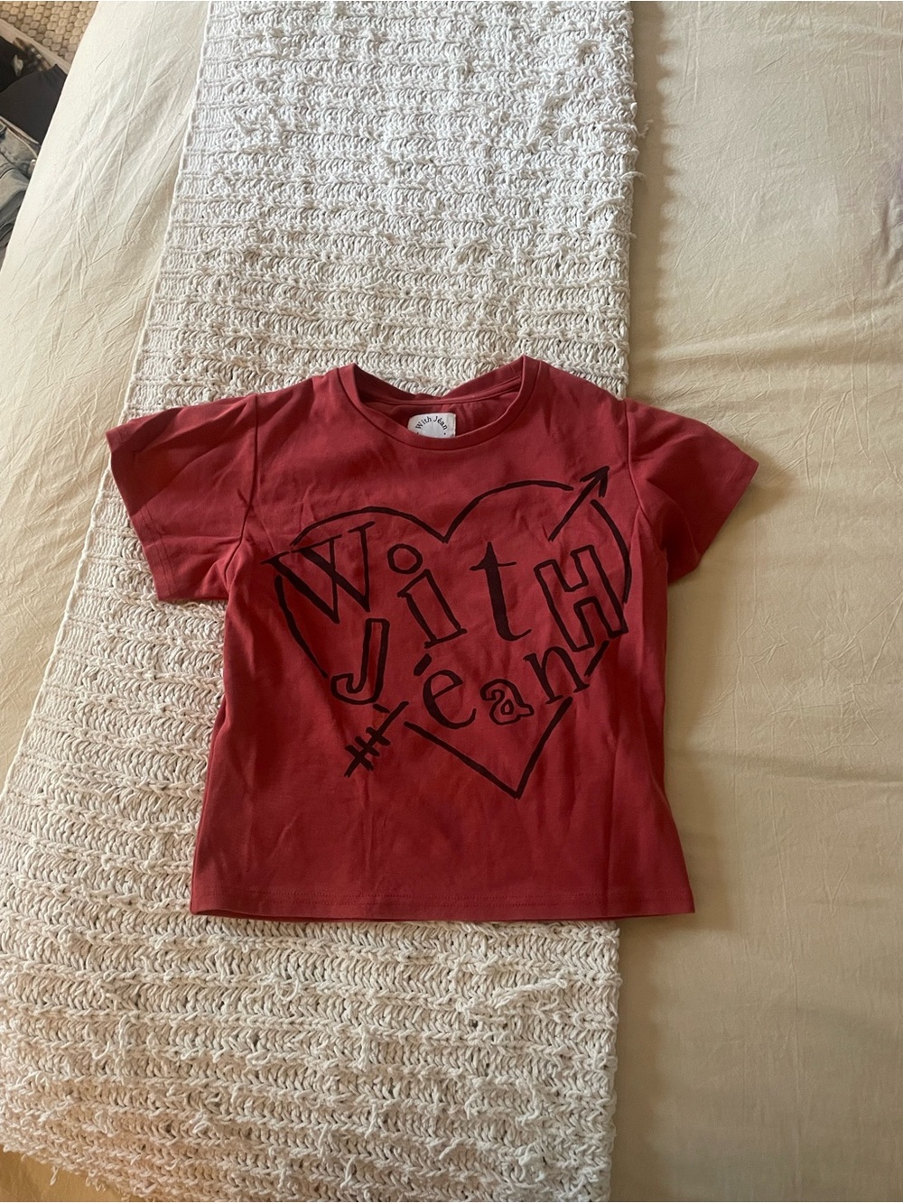Graphic Tee - Red "With Jean" Print